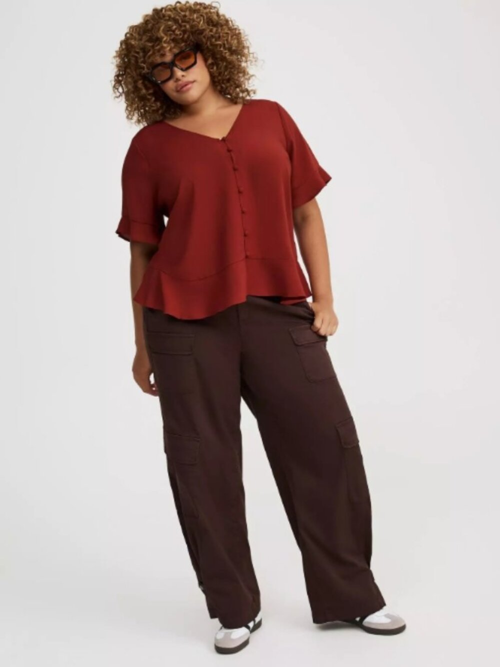 Challis V-Neck Ruffle Top - Picture 8 of 8